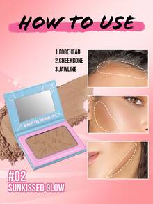 MISSLYN-FAKE IT TILL YOU MAKE IT 古铜修容粉，My Sparkly Secret 古铜修容粉，古铜粉，哑光古铜粉，高显色度，质地细腻柔滑，带镜子，面部轮廓修容古铜粉，持久妆效，轻盈透气，易于涂抹，纯素配方，无动物实验 - #2 - 查看 3