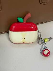 Apple-Shaped Silicone Protective Case Compatible With Apple 4, 2 Wireless Bluetooth Earphones, 3, 4 Pro, Anti-Fall With Lanyard, Suitable For Men And Women - Red - View 13