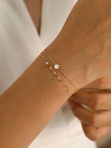 1 件简约吊坠水钻手链适合女性日常、约会和派对佩戴 - 手鍊 - 查看 13