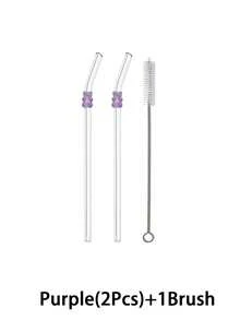 1支/2支/1套卡通装饰玻璃吸管，带彩色小熊吊坠，可爱可重复使用弯曲玻璃吸管，带清洁刷，适用于厨房、水杯、冷饮、奶茶、咖啡、果汁、冰沙、餐厅、鸡尾酒会、返校季、送给女朋友/男朋友、父母、朋友的礼物、节日用品。 - 款式1 - 查看 19