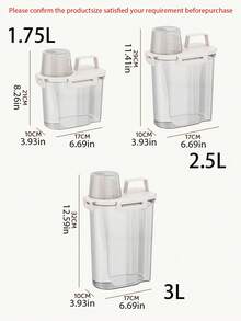 1个1.75升/2.5升/3升储物容器，家用防虫防潮密封储物罐，带盖，便携式防漏食品储物盒，适用于存放谷物、坚果、面粉和大米，厨房收纳整理用品，厨房配件 - 白色 - 查看 2