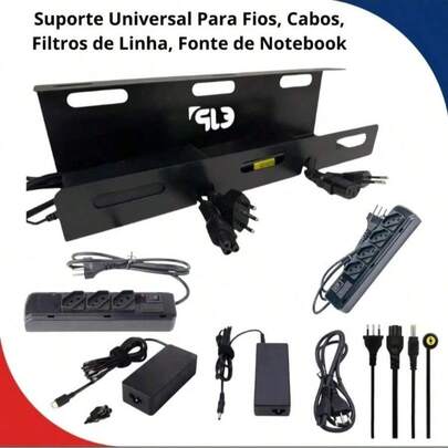 Suporte Organizador Filtros Fontes Fios Cabos Oculto De Mesa