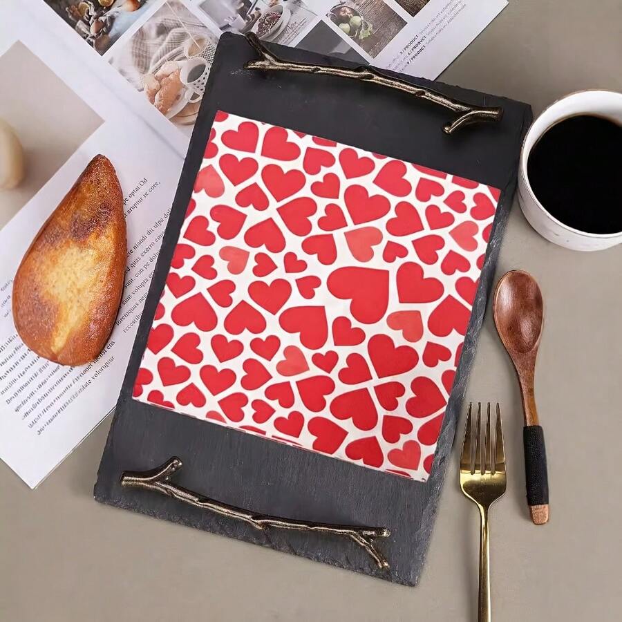 20/40Pcs Valentine's Day Red Heart Printed Napkins – Romantic Disposable Paper Napkins For Wedding, Dinner Party, Valentine's Celebration, Dessert Table Decor, Elegant Tableware For Romantic Occasions Valentine's Day Red Heart Napkins