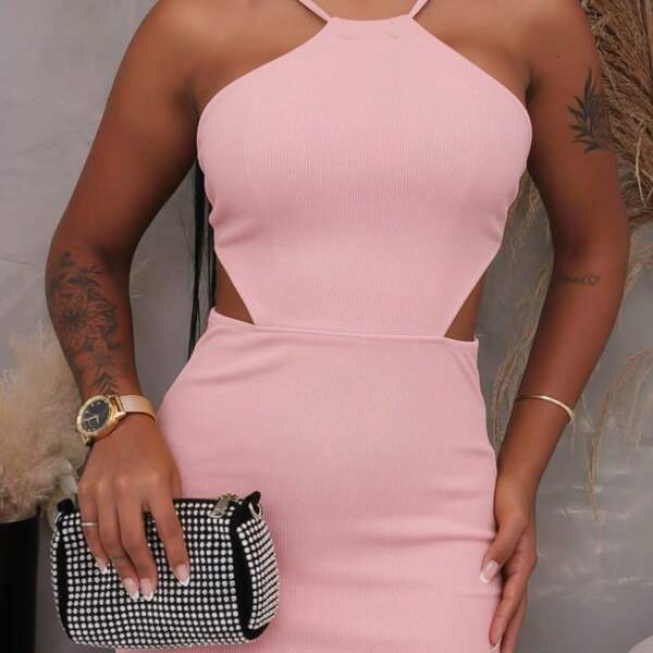 Vestido Feminino Frente Única   Malha    Costas nuas / sem costas    Roupa Feminina   Festa  Rua    Verão