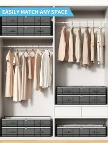 1 كيس تخزين أحذية كبير رمادي اللون، كيس تخزين أحذية كبير قابل للطي، بطانية، وسادة، بطانية، كيس تخزين لأسفل السرير، صندوق تخزين به نافذة شفافة، كيس تخزين سعة كبيرة، كيس تخزين أحذية، كيس تخزين بسحاب، ديكور الغرفة، ديكور المنزل، ديكور غرفة النوم