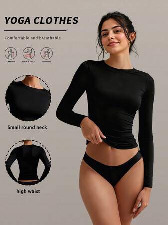 YZMJAFU Women's Solid Color Casual Sports Yoga Top, Suitable For Running, Daily Workout, Yoga And Outdoor Activities, Women's Basic Sports T-Shirt, Valentine's Day Outfit