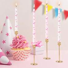 10 Inch Pink Bow Candlesticks Print Taper Candles Handmade Unscented 4 Pack Less Candle Sticks For Wedding Yoga Tea Party Birthday Anniversary Dinner{Inchcolor_nameinch:InchBowinch,Inchsize_nameinch:Inch10Inch-4Countinch} - 弓 - 查看 5
