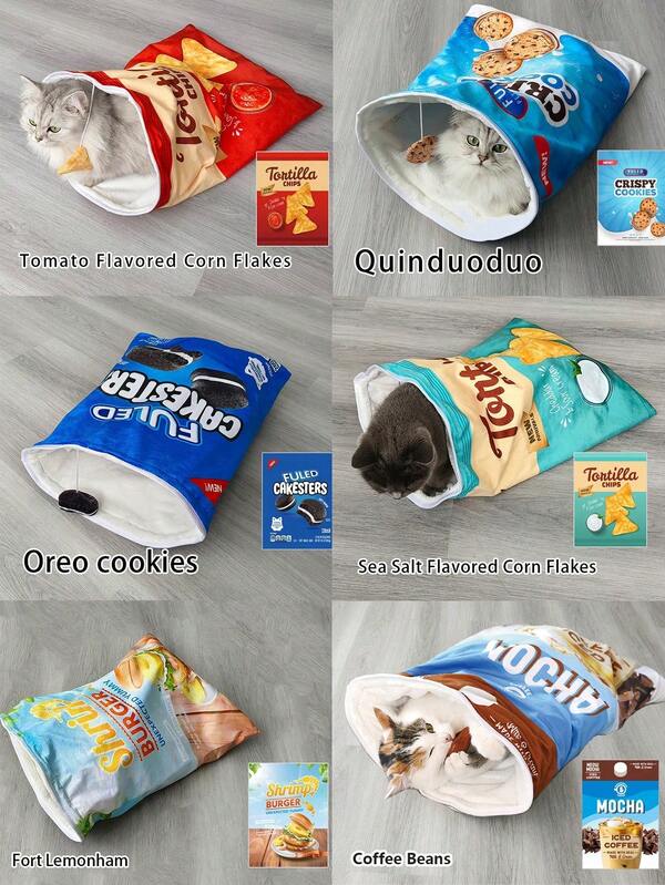 FULED Cat Tunnel Toy, Cat Drill Bag, Cat Birthday Gift, Full Body With Crumpled Paper Cat Tunnel Bag (Makes Sound,Sound Is Attractive To Cats, Not Recommended For Nighttime Use) Foldable Interactive Cat Drill Bag Pet Toy With Fluffy Ball, Cat Tunnel Bag, Indoor Cat Self-Interactive Toys