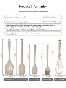 Bộ dụng cụ làm bánh bằng silicon 21 món, dụng cụ đánh trứng, dụng cụ cạo, thìa đong, cốc đong, chổi chống nóng, thìa dẹt, bao gồm khay, cốc đong, thìa đong, hộp đóng gói - Nhiều màu - Xem 2