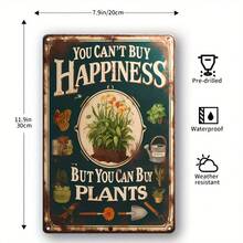 Vintage 'You Can't Buy Happiness, But You Can Buy Plants' Metal Sign - Rustic Wall Decor For Home, Garden, Cafe, Bar - 7.9inch X 11.9inch, Iron Material, Garden Decoration | Vintage Metal Sign | Iron Wall Art, Metal Outdoor Decor - Multicolor - View 5