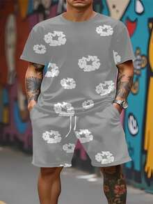 Foam Donut Printed Kapok Short-Sleeved Casual T-Shirt Cover For Men WomenNew Style - 灰色 - 查看 3