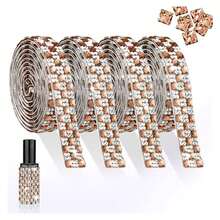 4 yardas de cinta con tiras de cristal de imitación autoadhesivas con gemas cuadradas de 4 mm para manualidades de decoración con brillo, coche, boda y decoración del hogar - Multicolor 1027 - Ver 1