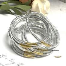 Set de 9 piezas de pulseras de colores con cuentas, estilo princesa de múltiples capas, aptas para que las mujeres las usen en fiestas de Navidad - Cuentas de arroz - Ver 23