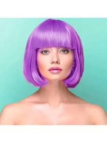 这款活力四射的波波头短假发，大胆前卫的彩色短假发，时尚的派对发型，适合女性，一年四季皆宜。它完美适用于圣诞派对、角色扮演、节日、生日、音乐节、聚会以及日常穿搭。它适合所有年龄段，也非常适合搭配其他节日服装。 - 彩色 - 查看 9