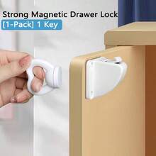 Valentine's Day Invisible Storage Locks (With Heart Key) - Magnetic Proofing Drawer/Cabinet Latches, Strong Adhesive No Tools, Safe For Painted Plastic