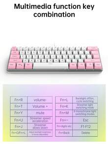 Tastiera cablata K401 con sensazione meccanica, 61 tasti, retroilluminazione RGB, adatta per computer e uffici