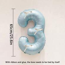 4pcs/Set 32-Inch Blue Digital Balloon Decorations, Featuring White Bows As Embellishments. Suitable For Birthday Party Decorations, Home Party Setup, And Various Festival Celebration Decorations - Blue - View 11