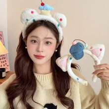 1个可爱樱桃毛绒熊耳朵发箍，3D鲨鱼头发夹发饰，女士情人节礼物 - 多色A - 查看 10