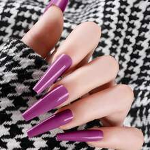 120pc Coffin Press On Nails Medium Length Colored Long Ballerina Fake Nails Full Cover Acrylic Tips False Artificial Fingernails Deep Magenta Medium Coffin Presson Nails For Women FFgirls{Inchcolor_nameinch:InchDarkMagentainch} - 深洋紅色 - 查看 5