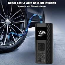 7.4V 1500mAh 便携式轮胎充气泵 - 车载空气压缩机,带数字压力表、LED 指示灯和自动断电功能 - 适用于汽车、摩托车、自行车、球类等 - 圣诞礼物/汽车配件 - 黑色 - 查看 6