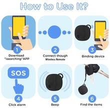 2pcs Bluetooth Anti-Lost Tracker With Keychain, Smart Locator Finder, Compatible With IOS/Android, 15m Bluetooth Alarm, APP Positioning, Used To Find Pets, Keys, Valuables, No SIM Card Required, Replaceable Battery - Black - View 5