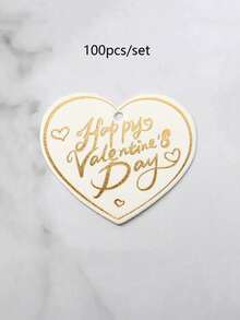 100pcs Happy Valentine's Day Heart-Shaped Kraft Paper Gift Tags - Romantic Hanging Labels For Wedding, Gift Wrapping, Crafts, And Home Decorations - Rustic, Versatile, And Easy To Use - Heart-shaped - View 9