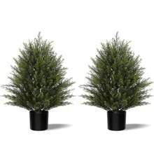 2-Pack Lifelike Cedar Topiary Trees (3/4/5 Ft) With Black Pot UV & Fade Protected Faux Evergreen Plants For Year-Round Indoor/Outdoor Elegance No Maintenance Needed Xmas Cypress Bushes With Container Perfect For Christmas Home & Garden Decor Office Front Door, Wedding, Party - 綠色 - 查看 15