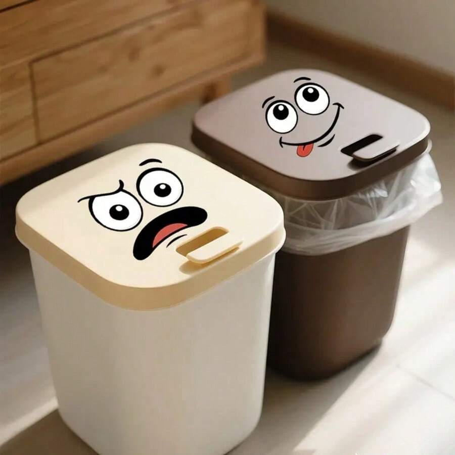 4 hojas/set de pegatinas con caras de dibujos animados para botes de basura, pegatinas de PVC autoadhesivas con caras de dibujos animados, pegatinas autoadhesivas para refrigerador, compatibles con superficies de plástico removibles, decoración del hogar, adecuadas para botes de basura, paredes, decoración de baños, refrigeradores, acabado brillante, decoración temática divertida y cubrir la fealdad de las paredes con pegatinas, decoración de habitaciones.