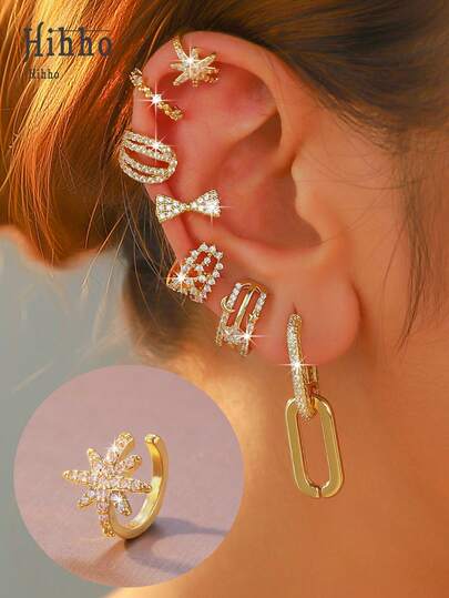 Hihho 1pc Clip-On C-Shaped Earrings - For Women Without Pierced Ears, Pair With Hoop Earrings, Cartilage Earrings, Everyday Wear, Holiday Party Gift, Christmas Jewelry