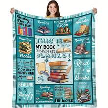 Book Lovers Throw Blanket - Cozy Reading, Home Decor, Gift For Bibliophiles - Books & Floral Patterns,Super Soft Flannel Printed  Blanket,As Birthday Gifts, Family, Wedding, Souvenir Blankets, Polyester Blankets Suitable For All Seasons, Washable, Machine Washable, Lightweight, Breathable, Comfortable, Warm, Unique, 280gsm For Him, Her Personalized Ideal Gifts For Her, Him, Family, Boyfriend, Girlfriend, Father, Family, Mother, Lover, Daughter, Son, Grandfather, Grandmother, Friend, Classmate, Pet.   Perfect Nap, Camping, Travel, Home, Daily Life, Office Decoration, Birthday, Anniversary, Valentine's Day, Thanksgiving, Christmas, Halloween, Mother's Day, Father's Day, Wedding, New Year Gifts ,Sofa,Bed,Car,Bedroom,Living Room,Office,  Outdoor Camping, Beach,Wall Decoration - Nhiều màu 7 - Xem 1