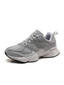 Women's Fashion Gray Casual Sports Shoes, Lightweight Road Running Shoes, Breathable Outdoor Hiking Shoes, Urban Unisex Sneakers, Reflective Chunky Chunky Sneakers (For Wider Feet, Please Order One Size Up, Larger Sizes Available) - 灰色 - 查看 15