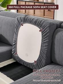 1pc Stretch Thickened Warm Sofa Cover, Non-Slip Full Coverage Sofa Seat Cover, Suitable For All Seasons, Fabric Thickened Sofa Slipcover, Machine Washable, Pet Friendly, Protects Sofa, Adjustable For Corner Sofa, Applicable To Bedroom, Office, Living Room Combination And L-Shaped Sofa Blanket And 1/2/3/4 Seat Covers - Dark Grey - View 9