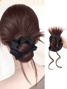 合成假发爪夹式发片直发发髻马尾接发，适合女性日常佩戴和聚会场合