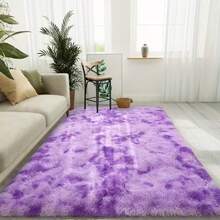 Tie-Dye Purple Shaggy Rug, With Rubber Backing, Rug Tape, Suitable For Bedrooms, Living Rooms, Dormitories, Home Decoration, Upgraded Anti-Slip, Fluffy, Moisture-Proof, Easy To Clean - Tie-dye Purple - View 5
