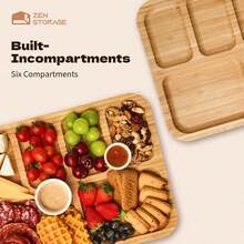 Bamboo Cheese Trays, Portable Food Trays, Suitable For Camping, Parties, And Restaurants | Holiday Appetizers, Cooked Food, And Snack Service Trays, Food Storage Trays, Bamboo Materials, Restaurants, Kitchens, Outdoors,New Year's Day/Valentine's Day/Ramadan. Health And Materials. - Multicolor - View 4