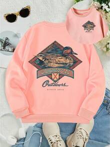 Bird Pattern, Double-Sided Printing, Children's Long-Sleeved Round-Neck Sportswear, Elastic Fabric, Machine Washable, Autumn And Winter Casual Wear, Warm And Not Stuffy, The Best Gift For Children, Multiple Colors Available - 粉色 - 查看 2