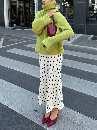 SOLTRB 女士复古时尚休闲百搭森系宽松针织高领纯色毛衣，适合日常和假日穿着