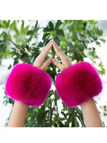 Solid Color Faux Fur Cuffs, Elegant Soft Warm Fuzzy Wrist Warmers, Winter Windproof Decorative Fake Sleeves