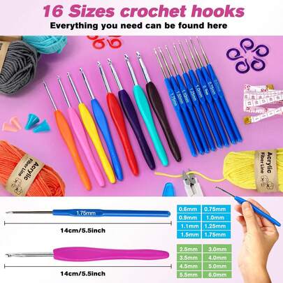 79 Piezas Tejido Crochet Kit, WEEKSUN Bolsa de Tejer Organizador de Almacenamiento de Hilo, Suministros de Tejer y Ganchillo, Kit de Ganchillo para Principiantes Incluye Hilo de 24 Colores