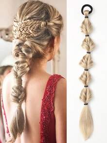 20英寸手工编织马尾辫，带松紧带，适合女性日常佩戴，1条装