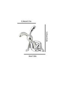 1pc Modern Silver Decorative Rabbit Figurine, Multipurpose Decor For Home, Kitchen, Office, Shelves, Desks, Vanities,Home Decor,Kitchen Decor Decor,Room Decor,Christmas Decor,Party Decor,Decorative Crafts,Desk Ornaments,Table Decorative Ornaments,Party Gift Decorations,Christmas Decorations,Christmas Gift. - Silver - View 10