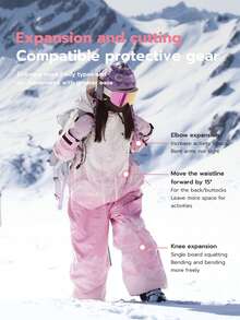 VECTOR MOTION 3层加厚连帽滑雪服，男女通用，全压胶，弹力面料，防风，保暖，耐用，透气，适用于单板/双板滑雪 - 粉色 - 查看 5