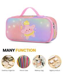 New Shark Pencil Case, Shark Fantasy Art Pencil Pouch, Zipper Compartment Polyester Pencil Bag, Animal Pattern Cosmetic Bag, Reusable Stationery, Back To School Supplies, Travel Makeup Bag, Suitable For Teenage Girls