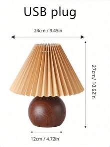 1 pieza Lámpara de escritorio LED plisada alimentada por USB, luz de mesita de noche moderna con pantalla de color café, decoración linda para dormitorio, sala de estar y oficina en el hogar