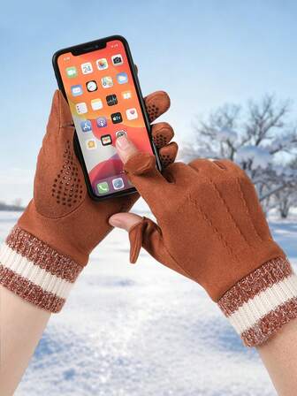 ถุงมืออุ่นสำหรับผู้ชายและผู้หญิง ขี่จักรยานกลางแจ้งและตกปลา, หนังกลับและหนากันลมและกันลื่น ถุงมือหน้าจอสัมผัส เสื้อผ้าผู้ชายผู้หญิงฤดูหนาว