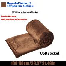 Chăn sưởi điện USB, 3 mức nhiệt độ. Chất liệu vải nhung mềm mại, phù hợp cho mọi mùa, giữ ấm tốt, có thể giặt máy. Thích hợp sử dụng trên ghế sofa, giường hoặc văn phòng. Món quà Giáng sinh hoặc tân gia lý tưởng. Tấm sưởi USB dành cho người lớn, chất liệu nhung mềm mại, thích hợp cho thời tiết mùa đông lạnh giá và nhiều không gian khác nhau. Chăn sưởi, chăn ấm mùa đông. - 100*80cm - Xem 13
