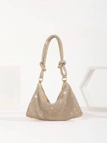 Lightweight,Business Casual Rhinestone Decor Bucket Bag Mini Drawstring Design, Clear Bag Faux Pearl Bag Evening Bag,Dinner Bag Glamorous,Elegant,Exquisite,Quiet Luxury Rhinestone For Party Girl,Woman,Bride Perfect For Party,Dinner/Banquetchristmas Party Dress, Perfectly Matching With Bridal Party, Best Choice Elegant Bag For Bridal Shower,For Bridal Shower, Clutch Bag For Wedding, Party Bags,Perfect For Party Wedding Prom Dinner/Banquet Matching With Holiday Party Dress Evening Dress & Sequin Dress,Shiny Leather Box-Shaped Evening Clutch, Fashion Luxury Formal Party Handbag, Suitable For Gown, Prom, Ballroom,For Gown, Ball, Party, Wedding, Bride, Bridesmaid, Birthday Dress Matching - 金色 - 查看 8