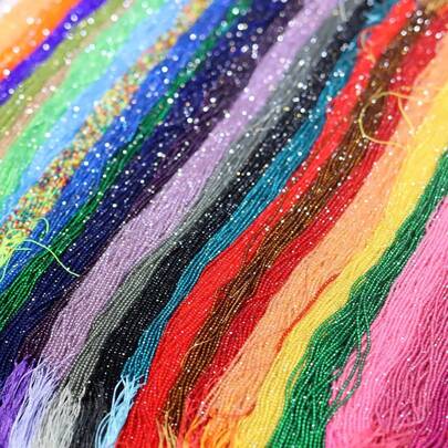 1850 pièces/paquet Perles en verre facetté brillant de haute qualité de 2 mm, en différentes couleurs. Fournitures pour la fabrication de bijoux : pendentifs, colliers, boucles d'oreilles, espaceurs. Accessoires pour artisanat de franges. Cadeau pour le Nouvel An