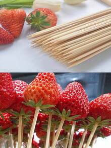 100pcs 11.8in/30cm Disposable Bamboo Skewers, For Barbecue, Marshmallow, DIY Crafts, Fresh Flowers & Fruits, Camping, Available In 200pcs/300pcs/10pcs, For Grilling, Picnic, Camping, Garden, Yard, Outdoor, Garden Decor, Outdoor Decor - Apricot - View 4