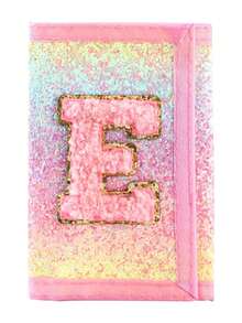 1个粉色字母刺绣钱包，时尚亮片钱包，帆布折叠零钱包，采用耐用涤纶面料，带拉链口袋和魔术贴封口，适合日常使用和节日送礼。 - 彩色 - 查看 24